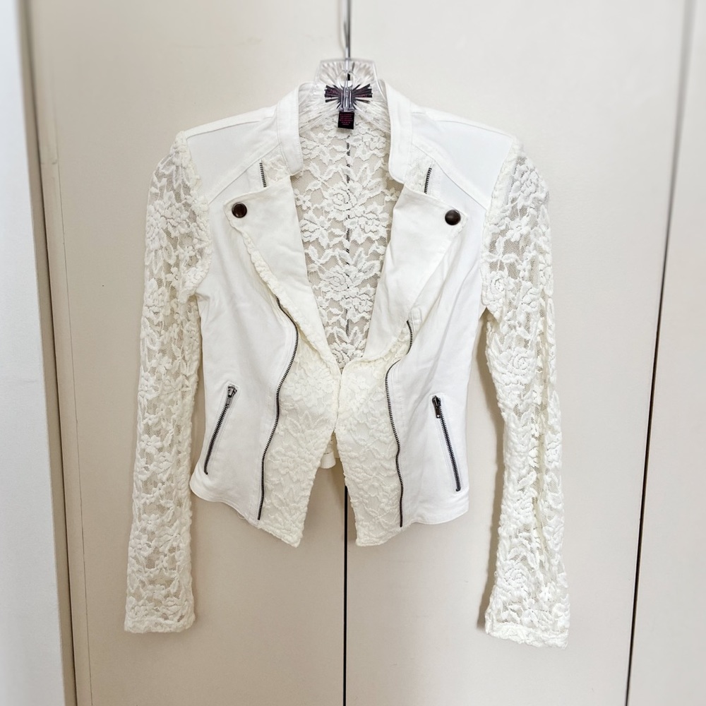 Material Girl Cropped Lace Moto Jacket 🏍